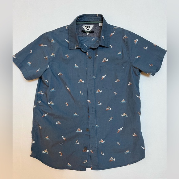 VISSLA Youth Medium Radical ECO Short Sleeve Button Up Shirt - Picture 1 of 6
